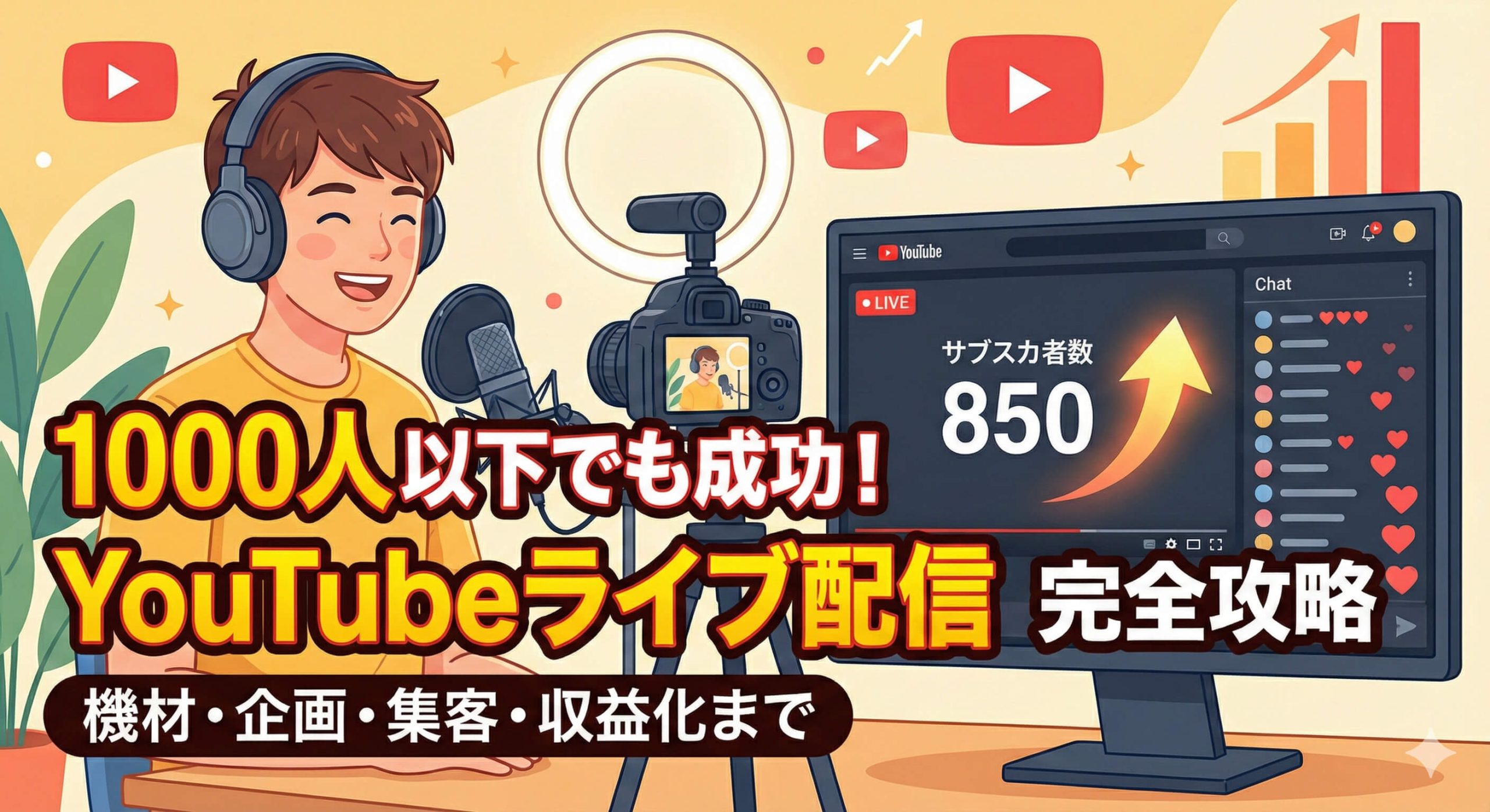 YouTubeライブ配信：1000人以下でも成功させる戦略
