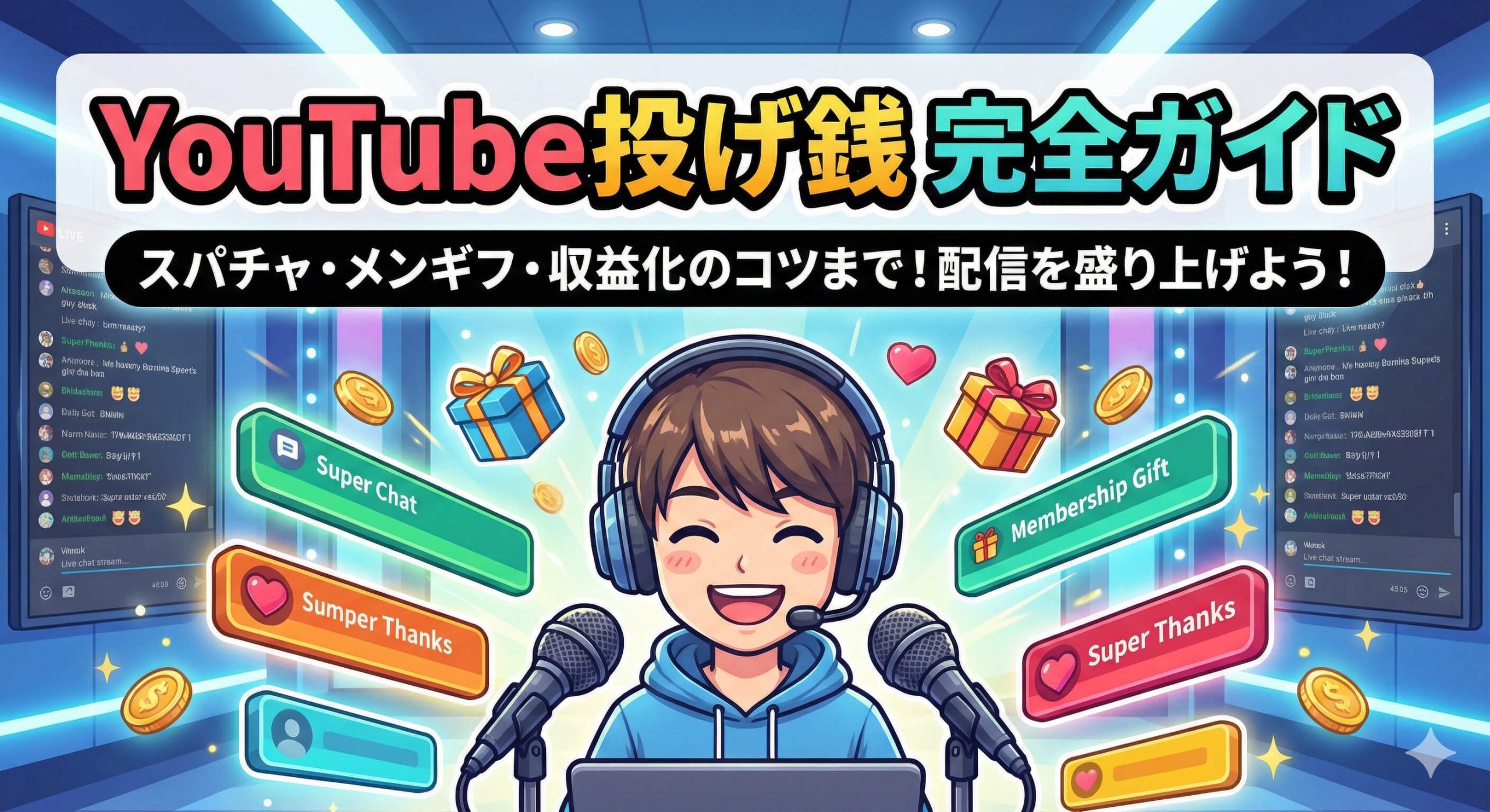 YouTube投げ銭完全ガイド：スパチャ、メンギフ、その他機能で配信を盛り上げよう！